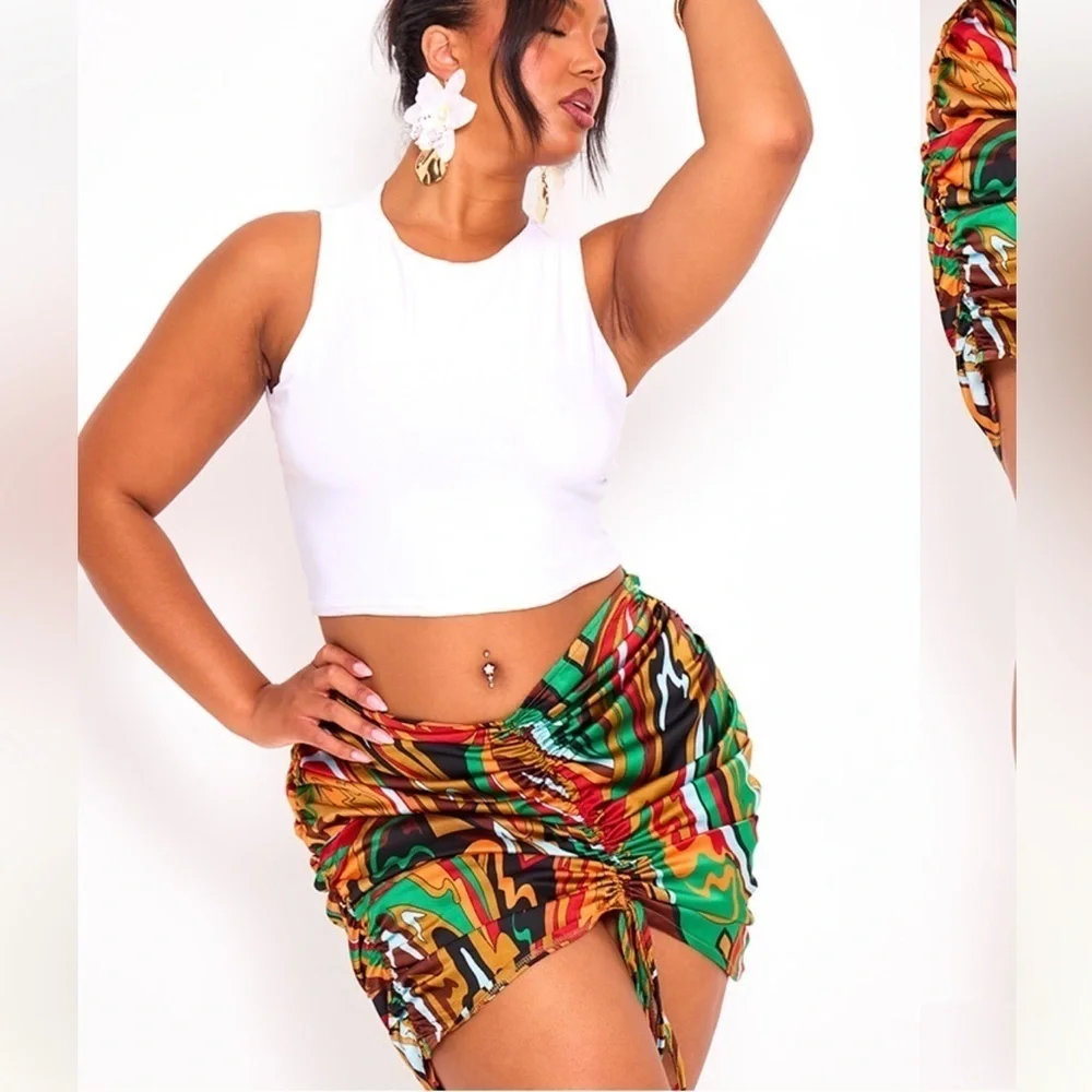 PLT Colorful Ruched Skirt